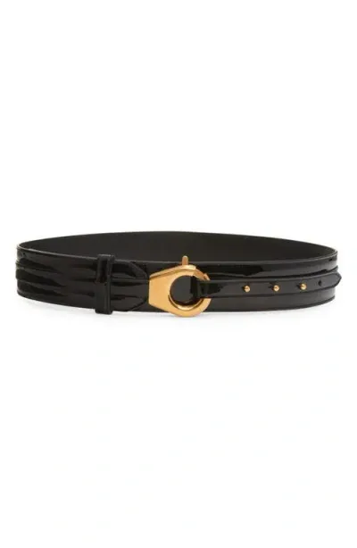 Tom Ford Clasp Patent Leather Belt In 1n001 Black