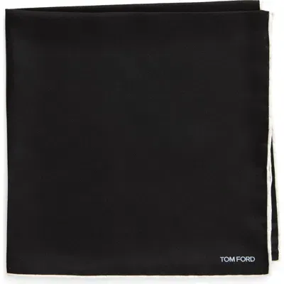 Tom Ford Classic Mulberry Silk Pocket Square In Black