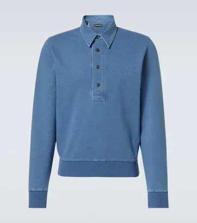 Tom Ford Cotton-blend Polo Shirt In Blue