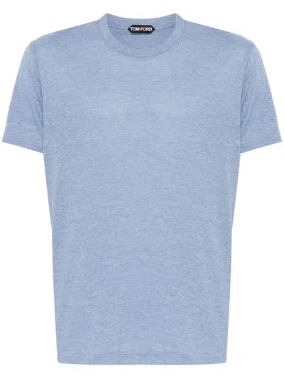 Tom Ford Slim-fit Cotton-blend Jersey T-shirt In Blue