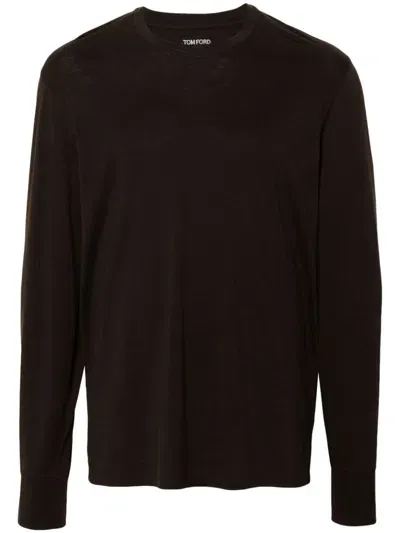 Tom Ford Crew-neck T-shirt In Brown