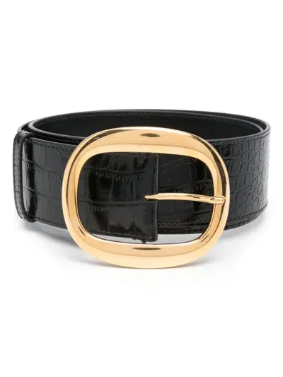 Tom Ford Shiny Croc Embossed Belt In Black