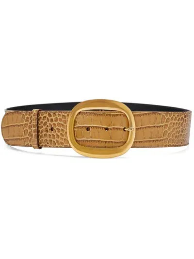 Tom Ford Crocodile-embossed Belt In Neutrals