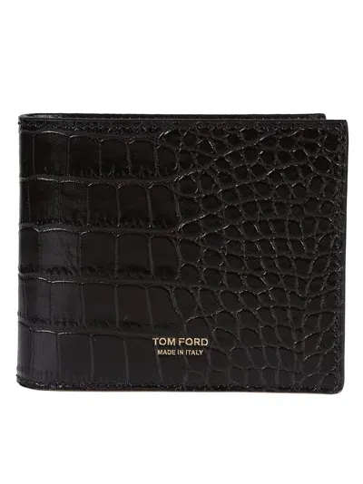 Tom Ford Crocodile Embossed Wallet In Brown