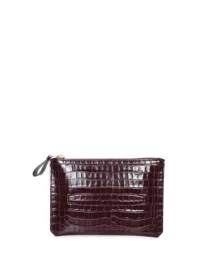 Tom Ford Crocodile Leather Handbag In Burgundy