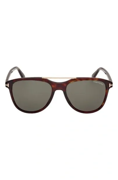 Tom Ford Men's Damian 54mm Pilot Sunglasses In Dark Havana Green