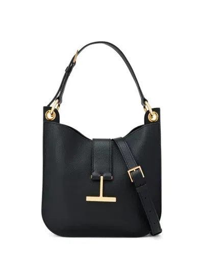 Tom Ford Day Grain Leather Small Crossbody Bag In Black