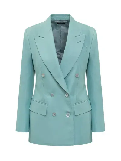 Tom Ford Virign Wool And Viscose Blend Jacket In Blue