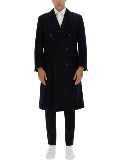 Tom Ford Double-breasted Coat In Blue