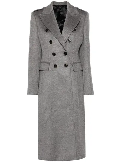 Tom Ford Double-breasted Coat In Grey