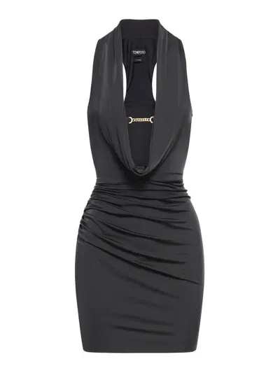 Tom Ford Draped Cocktail Dress In Negro