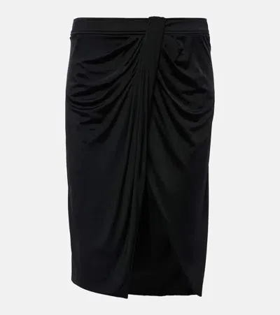 Tom Ford Draped Jersey Midi Skirt In Black