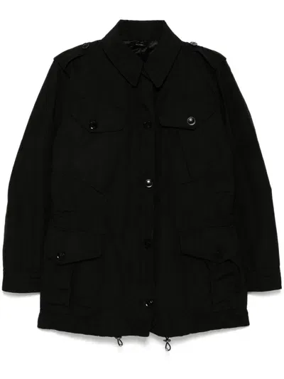 Tom Ford Drawstring Waist Military Jacket In Schwarz