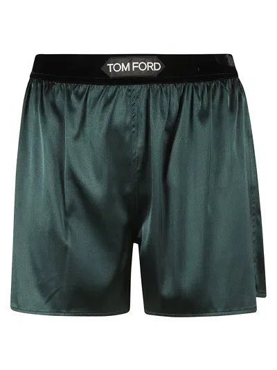 Tom Ford Elastic Logo Waist Shorts In Black