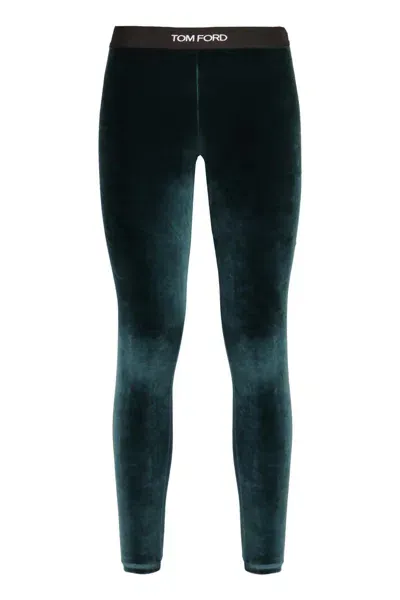 Tom Ford Elasticated Waist Leggings In Green