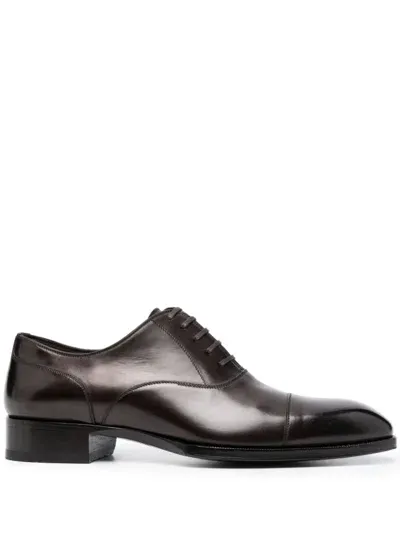 Tom Ford Elkan Lace-up Leather Oxford Shoes In Brown