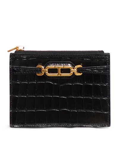 Tom Ford Embossed Whitney Zipped Card Holder In Black