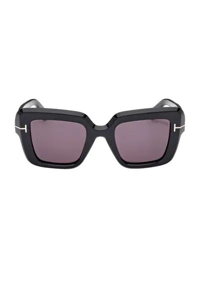 Tom Ford Esme Sunglasses In Shiny Black & Smoke