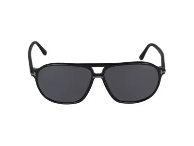 Tom Ford Eyewear Navigator In Glossy Black/smoke Polar