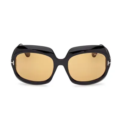 Tom Ford Eyewear Ren Square Frame Sunglasses In Black/brown