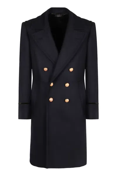 Tom Ford Felted Coat In Black