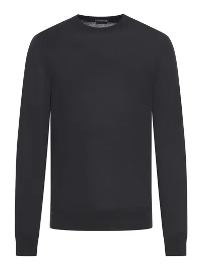 Tom Ford Fine Gauge Merino Ls Crew Neck In Black