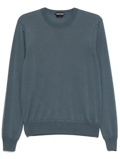 Tom Ford Fine-knit Crew-neck Sweater In Green