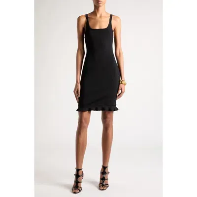 Tom Ford Flutter Hem Rib Tank Dress In Black