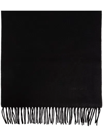 Tom Ford Cashmere Fringed Scarf In 黑色