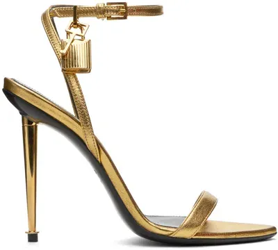 Tom Ford Mirror Naked Padlock 105 Sandal In Gold