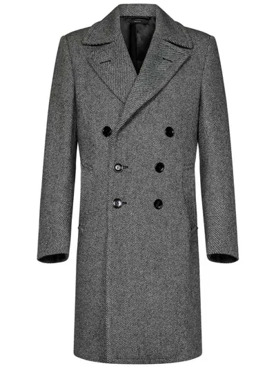 Tom Ford Graphic Twill Coat In Black