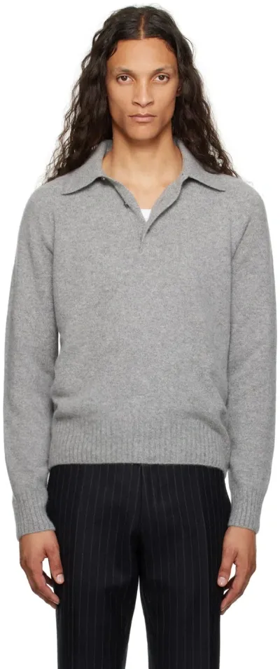 Tom Ford Gray Cashmere Polo In Light Grey