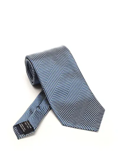 Tom Ford Herringbone Tie In Blue