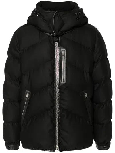 Tom Ford Hooded Puffer Jacket In Black