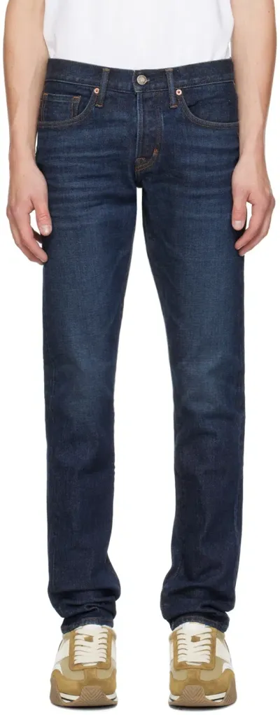 Tom Ford Indigo Selvedge Slim Fit Jeans In Dark Indigo