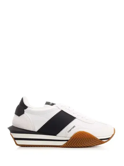 Tom Ford Men's Two-toned Low-top Sneakers In White Black Cream