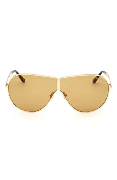 Tom Ford Keating 71mm Oversize Pilot Sunglasses In Gold