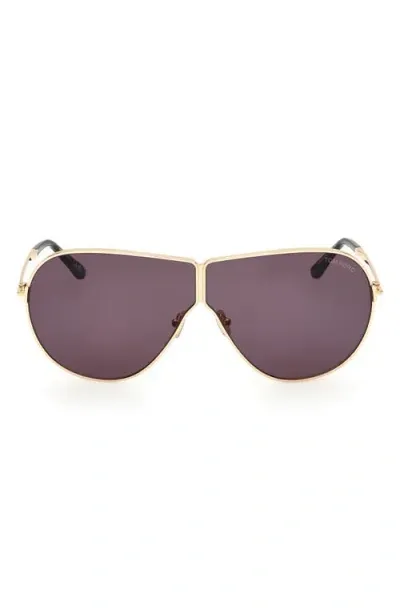 Tom Ford Keating 71mm Oversize Pilot Sunglasses In Shiny Deep Gold/smoke