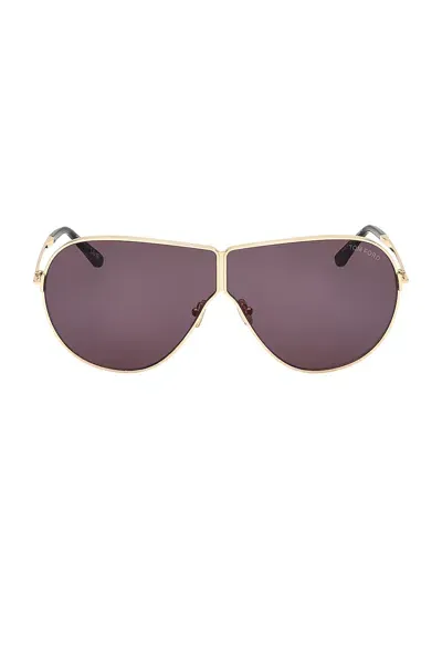 Tom Ford Keating Sunglasses In Shiny Deep Gold & Smoke