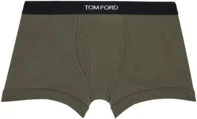 Tom Ford Khaki Cotton Boxer Briefs In Military Green