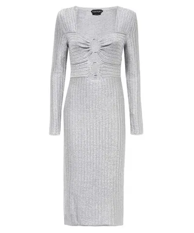 Tom Ford Knit Midi-dress In Silver