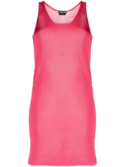 Tom Ford Knitted Sleeveless Dress In Pink