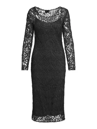 Tom Ford Lace Detailed Crewneck Pencil Dress In Black