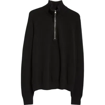 Tom Ford Lambswool & Cashmere Half Zip Sweater In Black