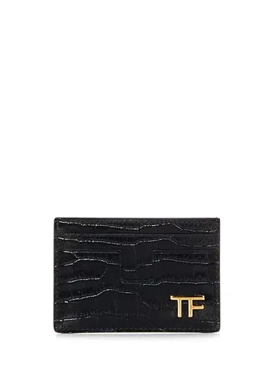 Tom Ford Leather Card Holder In Black