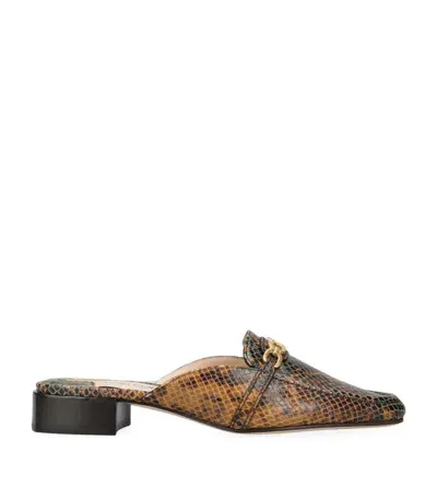 Tom Ford Whitney Logo-plaque Leather Slippers In Brown/oth