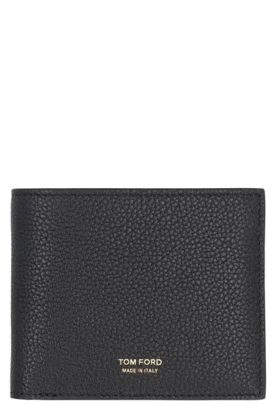 Tom Ford Leather Flap-over Wallet In Black