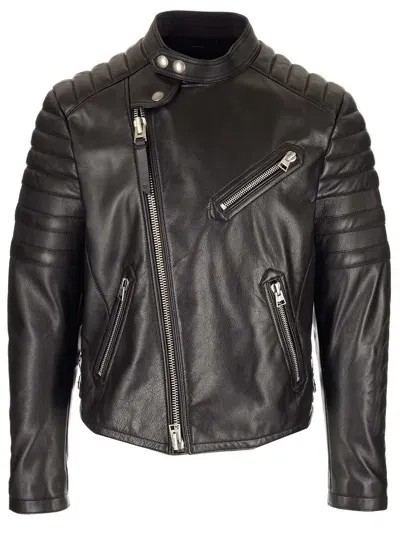 Tom Ford Men's Leather Moto Jacket In Black