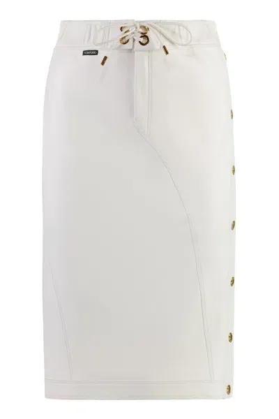 Tom Ford Leather Skirt In White