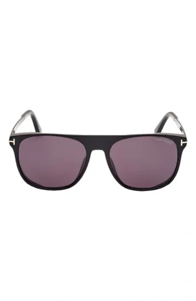 Tom Ford Lionel 55mm Square Sunglasses In Black/purple Solid